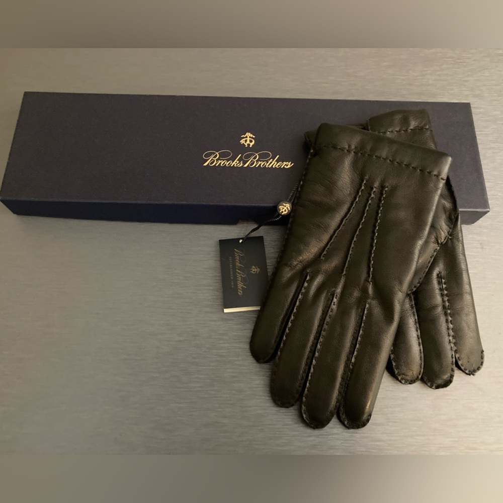 NWT Brooks Brothers Black Leather Driving Gloves
